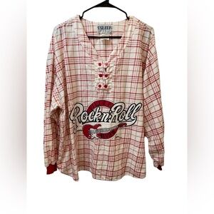 Vintage E-Sleep Jammies “Rock & Roll Refugee” Plaid Pajama Top Rare Indie